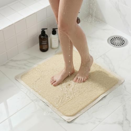 Bath Mat,Ultra Thin Bathroom Rugs,Rubber Bath Mats for Bathroom,No Slip Bath Rugs,Quick Dry,Machine Washable,Low Pile,Absorbent,Shower Outside,Sink,Home Decor Accessories.Grey,1'5"x2'3"(17x27Inch)