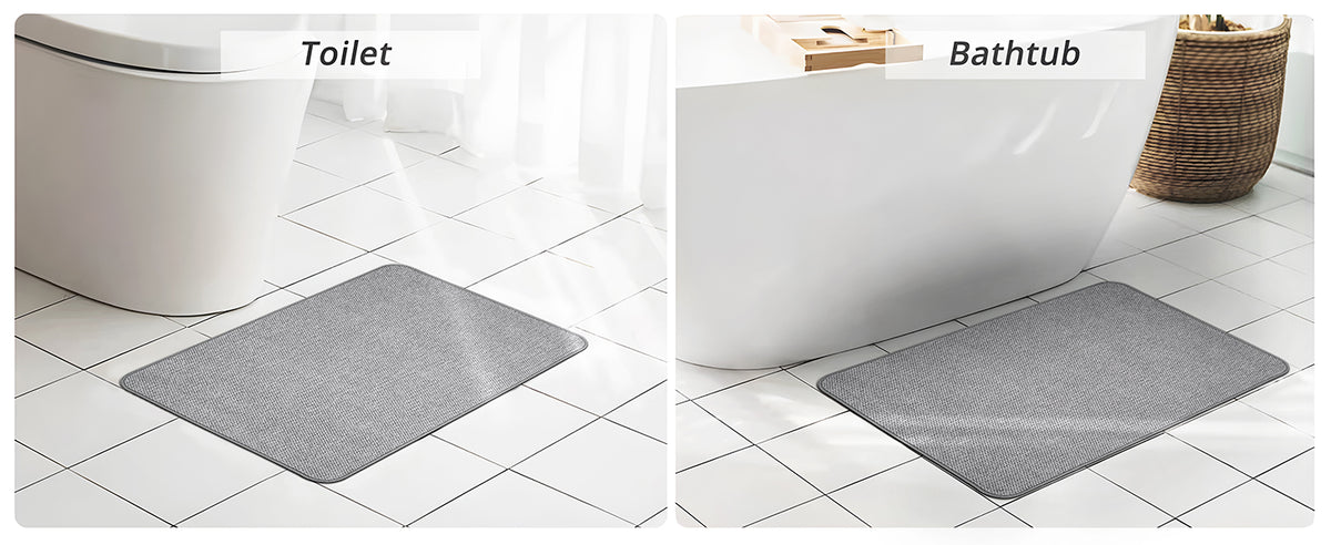 Bath Mat,Ultra Thin Bathroom Rugs,Rubber Bath Mats for Bathroom,No Slip Bath Rugs,Quick Dry,Machine Washable,Low Pile,Absorbent,Shower Outside,Sink,Home Decor Accessories.Grey,1'5"x2'3"(17x27Inch)